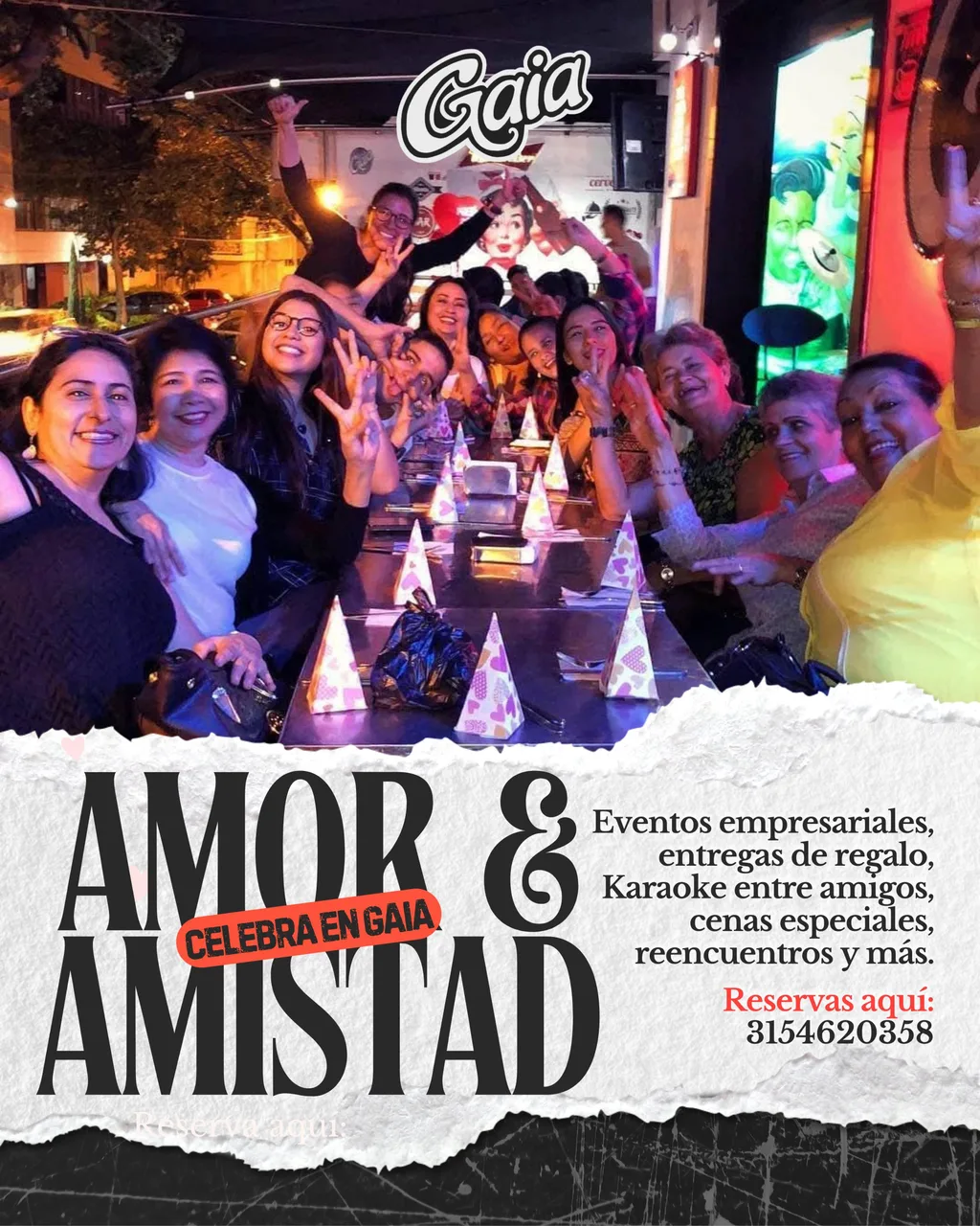 Mesa de clientes y ambiente del bar Gaia, en una fotografía publicada por el negocio