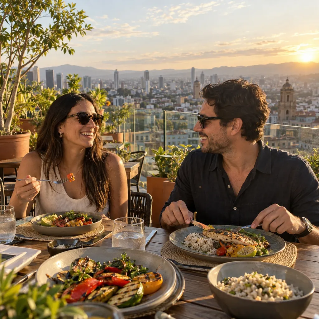 Comer en un rooftop