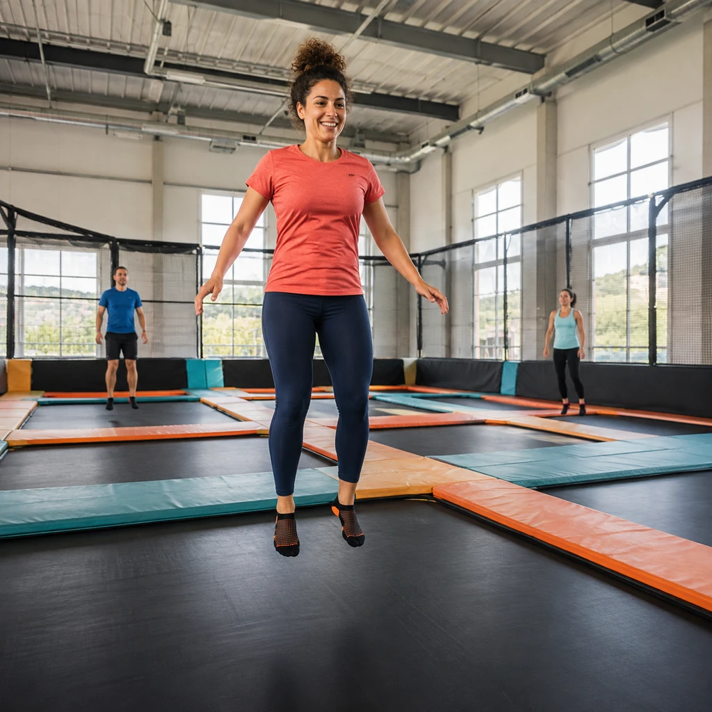 Saltar en un parque de trampolines